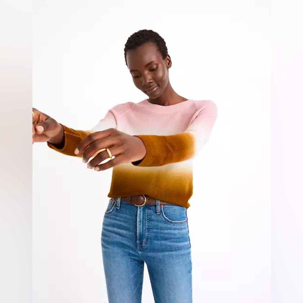 Madewell Dip-Dye Cashmere Shrunken Sweatshirt Size XS Pink Brown Ombré New!